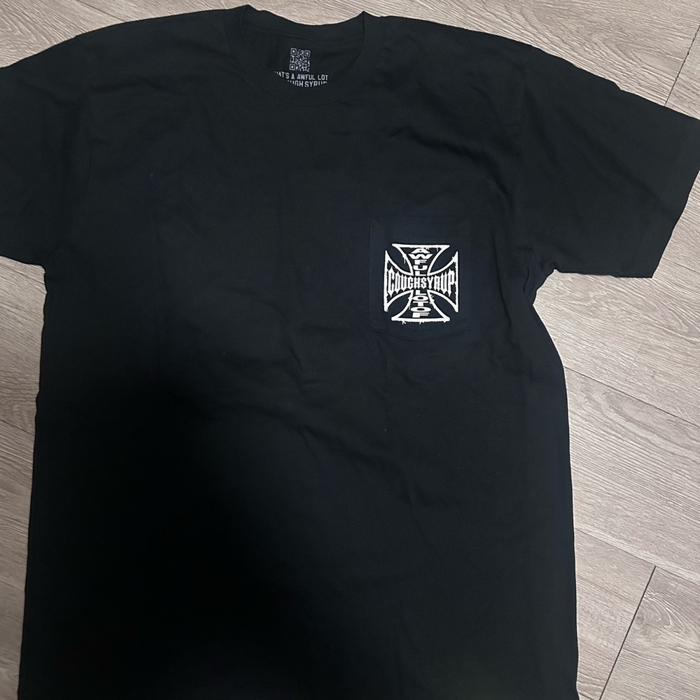 Black Short Sleeve Pocket Tee with Graphic Emblem